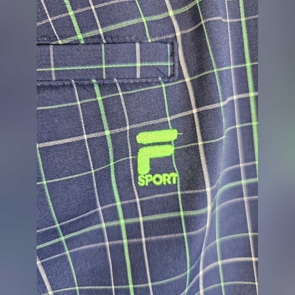 FILA Sport Men's Blue and Green Flat Front Golf Shorts Size: 36 - Picture 7 of 9
